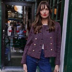 Tuckernuck Red and Blue Tweed Marais Jacket Size XXL NWT